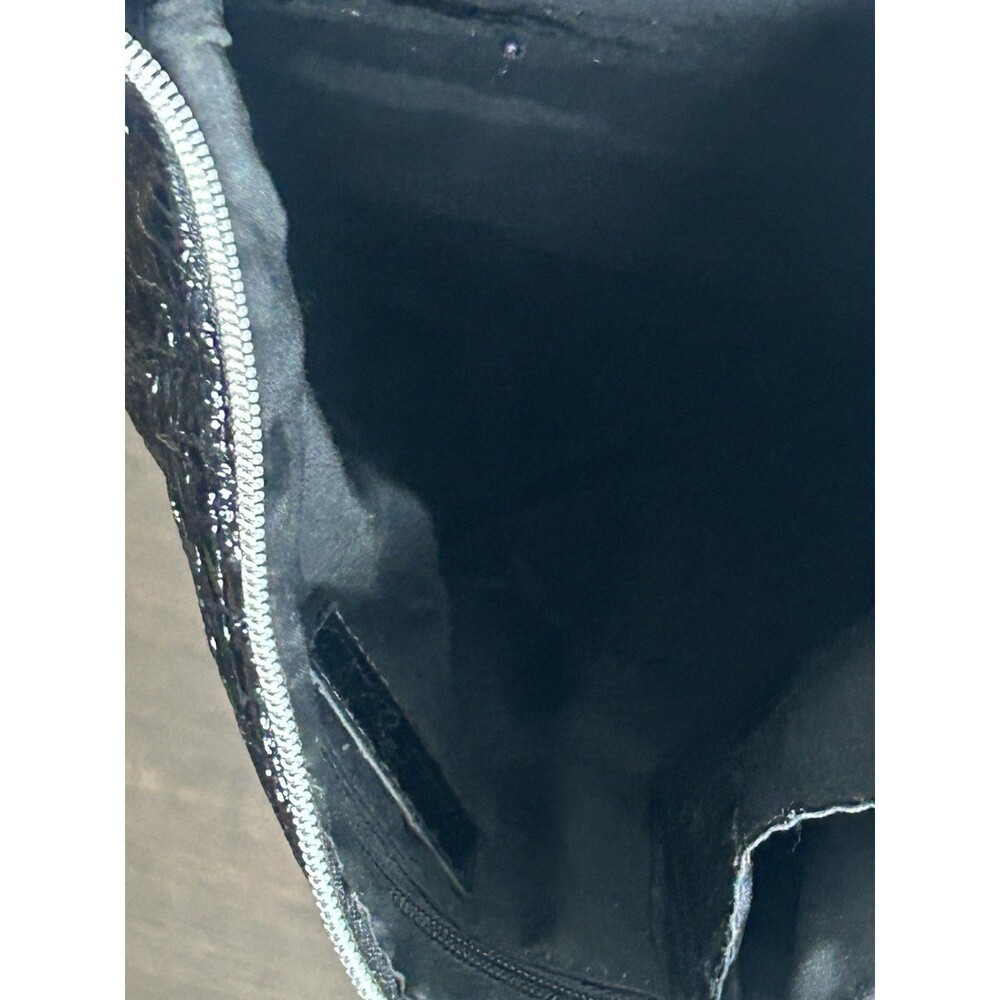 Y2K Babyphat Shoulder Bag Black Vegan Ebossed Croc Studs Shiny Large Silver Stud - Picture 7 of 8